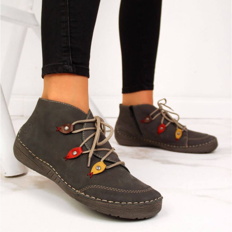 Šedé zateplené boty W Rieker 52542-42 šedá 2