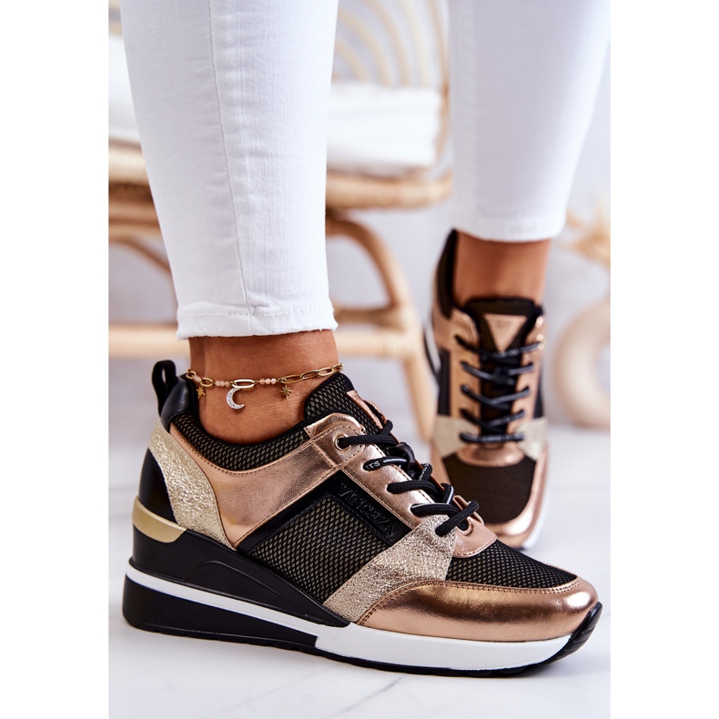 Vinceza Sportovní boty Tenisky Black and Gold Sharon černý zlatý 1
