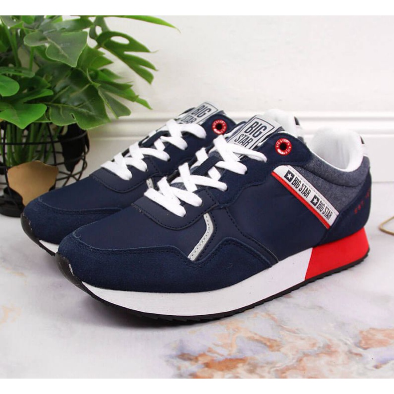 Kožené sportovní boty Big Star W JJ274285 tmavě modrá námořnická modrá šedá 2