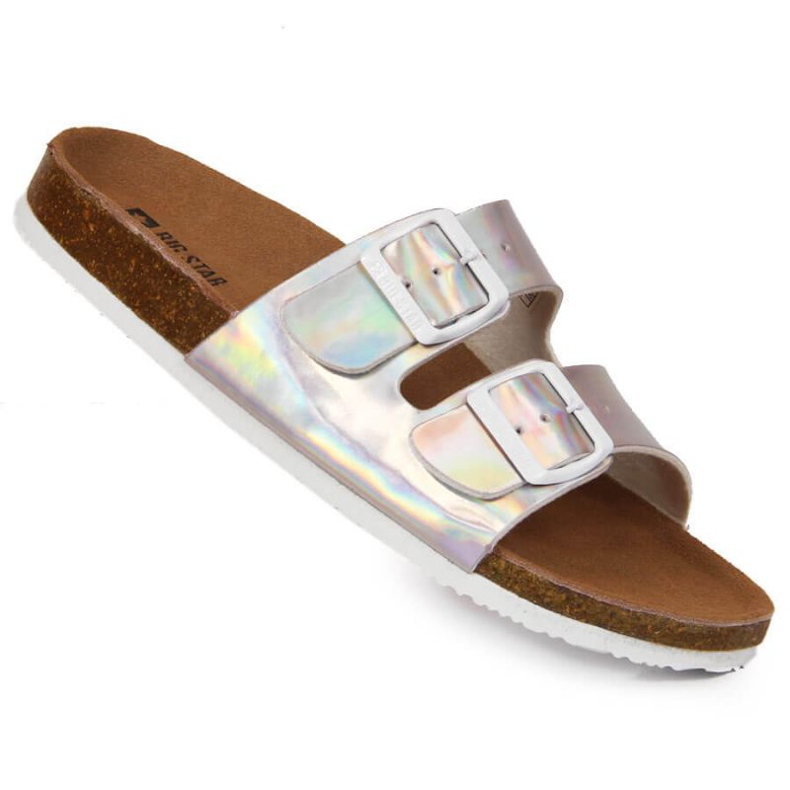 Pantofle s přezkami Big Star W HH274895 stříbrné stříbrný 1