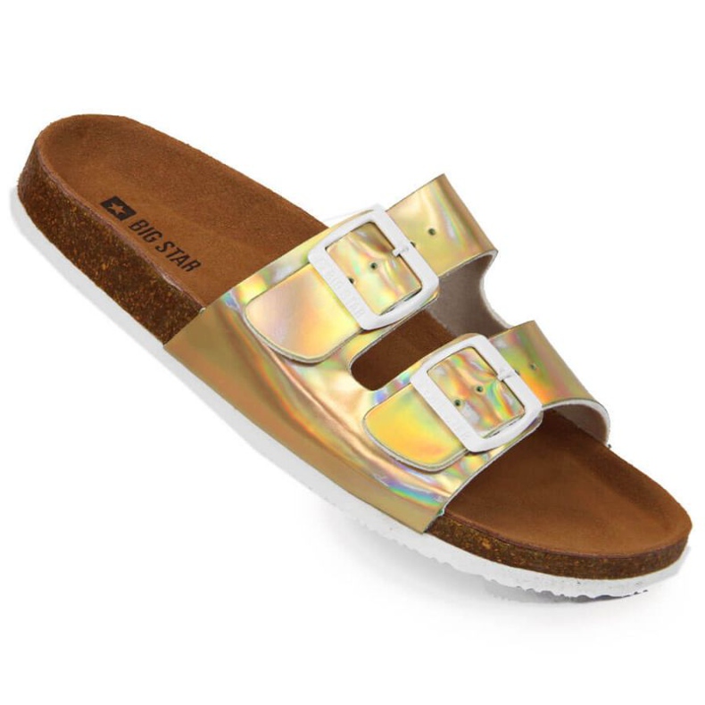 Pantofle s přezkami Big Star W HH274896 zlaté zlatý 1