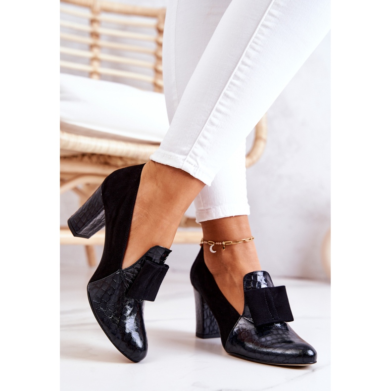 PA2 Černé semišové lodičky z hadí kůže Kathleen černá 2