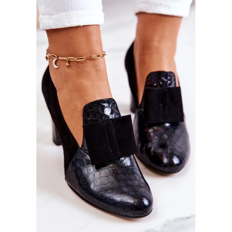 PA2 Černé semišové lodičky z hadí kůže Kathleen černá 1