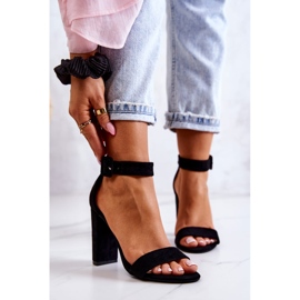 Černé semišové sandály Jacqueline na vysokém podpatku černá 2 Černé semišové sandály Jacqueline na vysokém podpatku černá 2