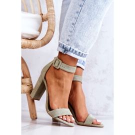 FB2 Semišové sandály na podpatku Bright Green Jacqueline zelená 1