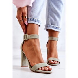 FB2 Semišové sandály na podpatku Bright Green Jacqueline zelená 2