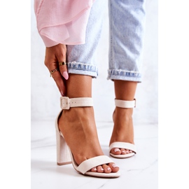 FB2 Jacqueline Béžové semišové sandály na vysokém podpatku béžový 2