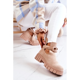 FB2 Semišové Boty S Béžovou Křišťálovou Výbrusem béžový 1