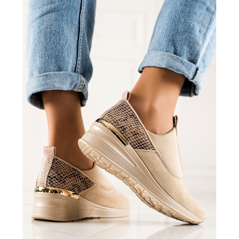 Filippo Kožené nazouvací tenisky béžový hnědý 1