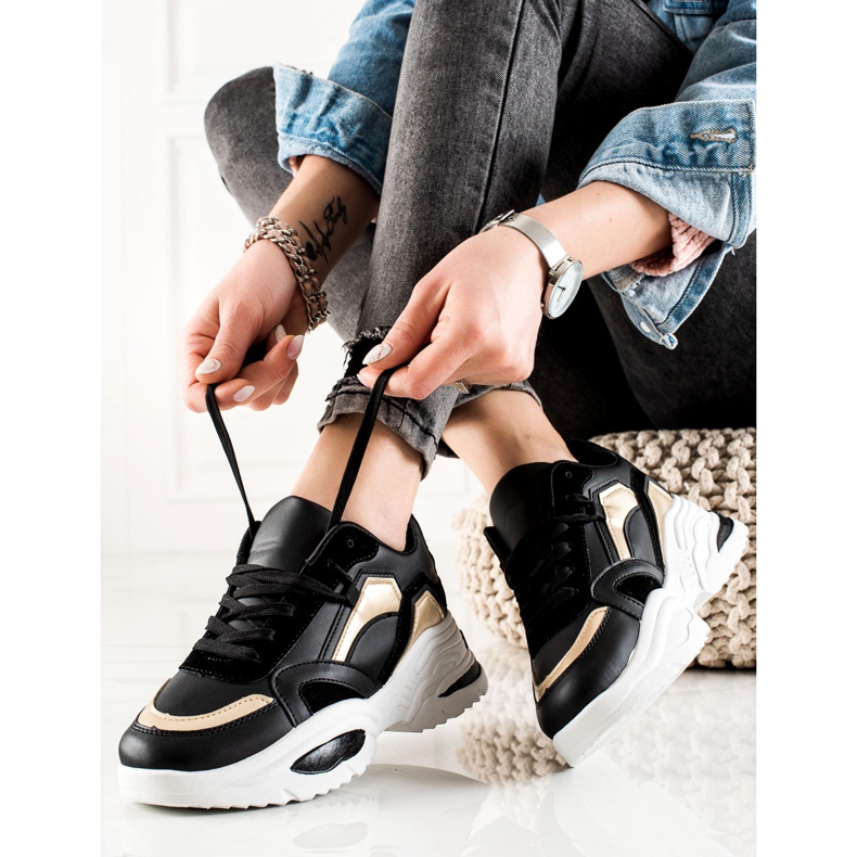 TRENDI Eko kožené tenisky černý 1