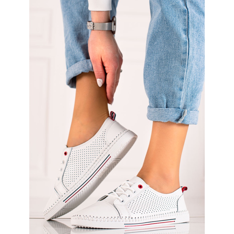 Goodin Prolamované kožené tenisky bílý 1