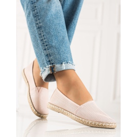 TRENDI Pohodlné espadrilky z eko kůže růžový 2