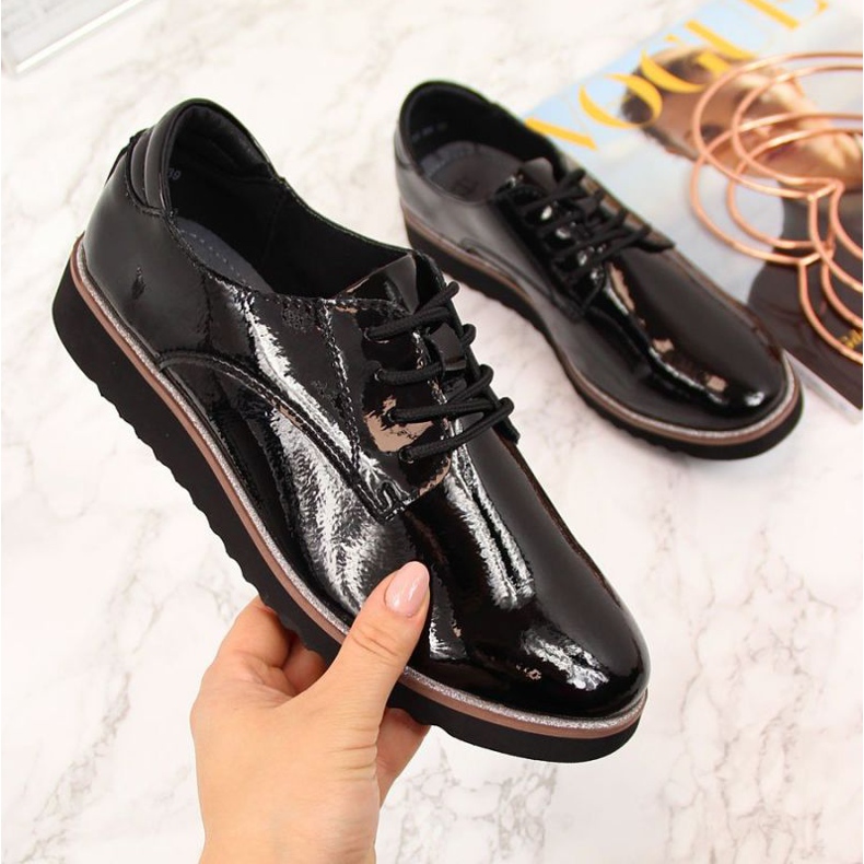 Kožené lakované boty Filippo W PAW174 černé černá 1