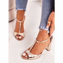 Kožené sandály na baru Laura Messi 1916 Golden zlatý 3