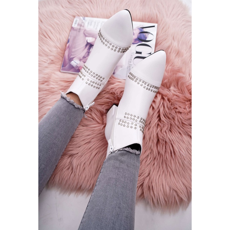 SEA Dámské boty na podpatku ve špice s nýty bílá Primma bílý 2