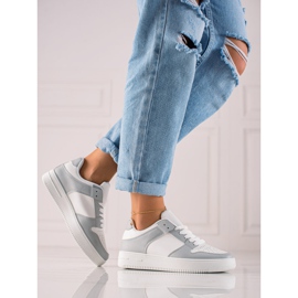 TRENDI Sportovní obuv z eko kůže bílý šedá 2