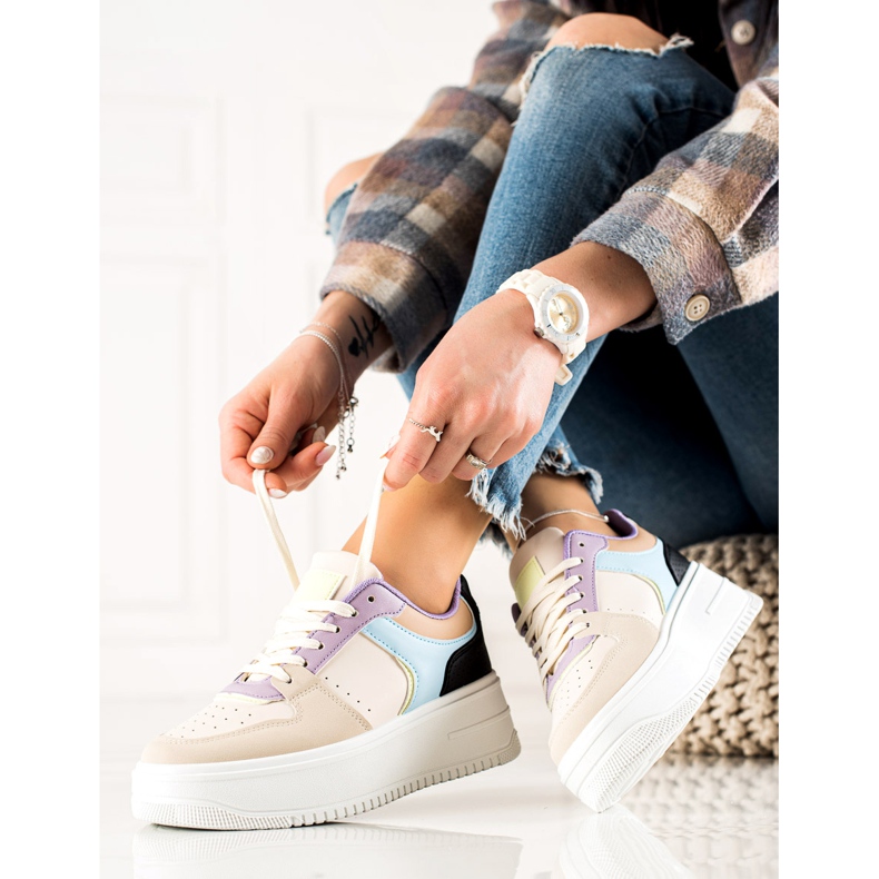 TRENDI Barevné módní tenisky béžový vícebarevný 1