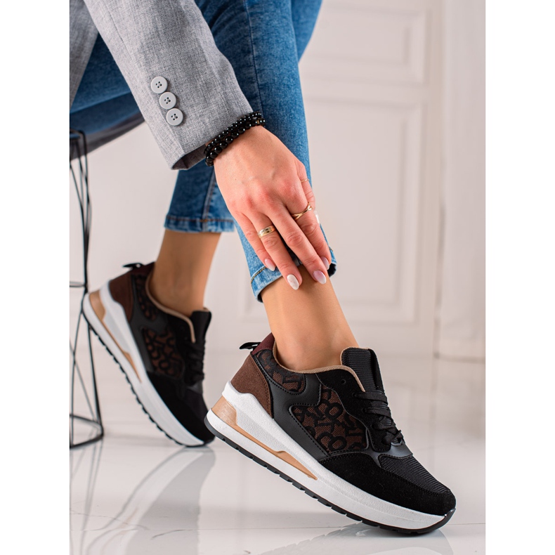 TRENDI Stylové tenisky na platformě hnědý černý 2