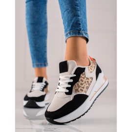 TRENDI Stylové tenisky na platformě béžový hnědý černý 1