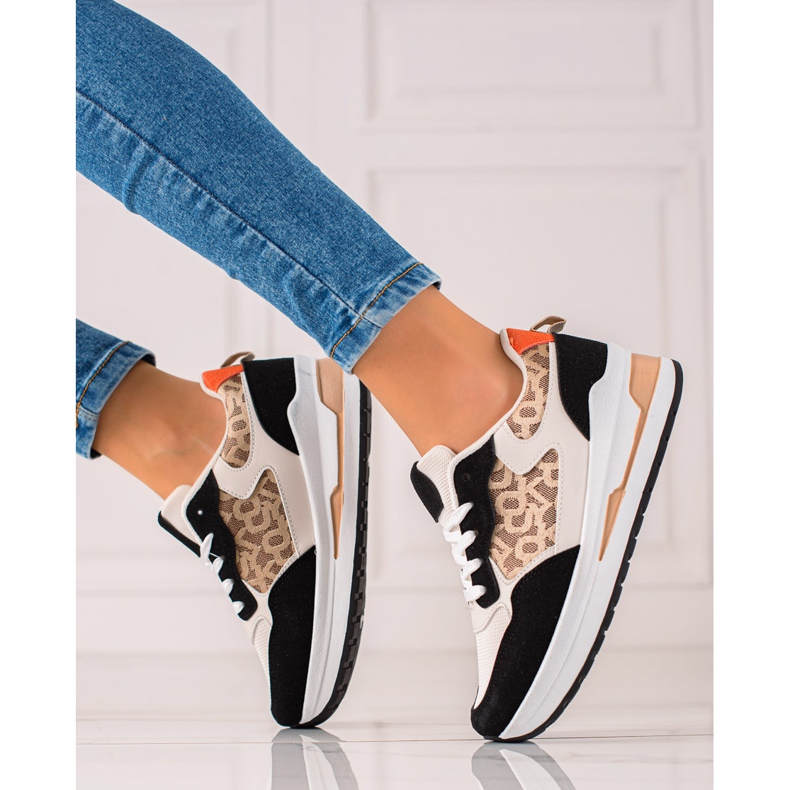 TRENDI Stylové tenisky na platformě béžový hnědý černá 2