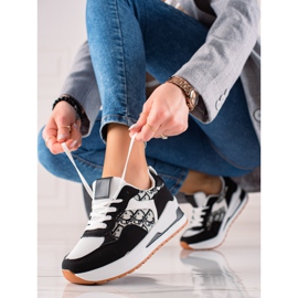 TRENDI Vázané Tenisky Na Platformě bílý černý 1