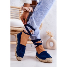 FB1 Ismanne Navy Blue Suede Espadrilky Vázané námořnická modř 2