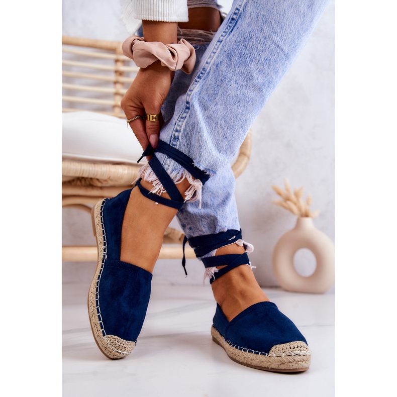 FB1 Ismanne Navy Blue Suede Espadrilky Vázané námořnická modrá 2