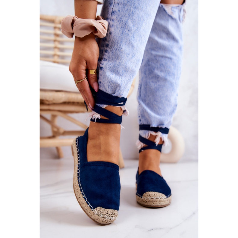 FB1 Ismanne Navy Blue Suede Espadrilky Vázané námořnická modrá 1