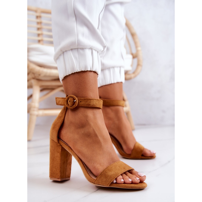 FB2 Camel Hattie Semišové Sandály Na Baru hnědý 2