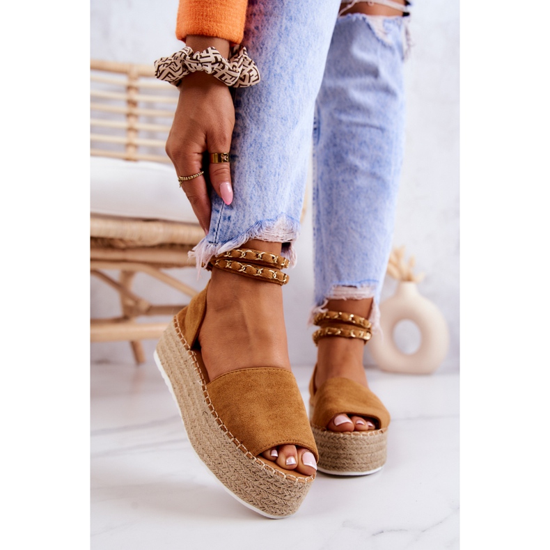 FB2 Sandály Espadrilky Na Platformě Camel Jeannie hnědý žlutá 1