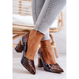 Lewski Shoes Kožené lodičky Lewski Snake 3117 Hnědo-modré hnědý modrý 2