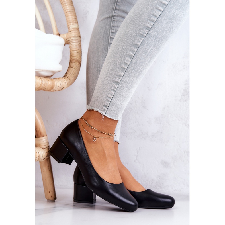 Kožené lodičky na sloupu Sergio Leone PB291 Black černá 1