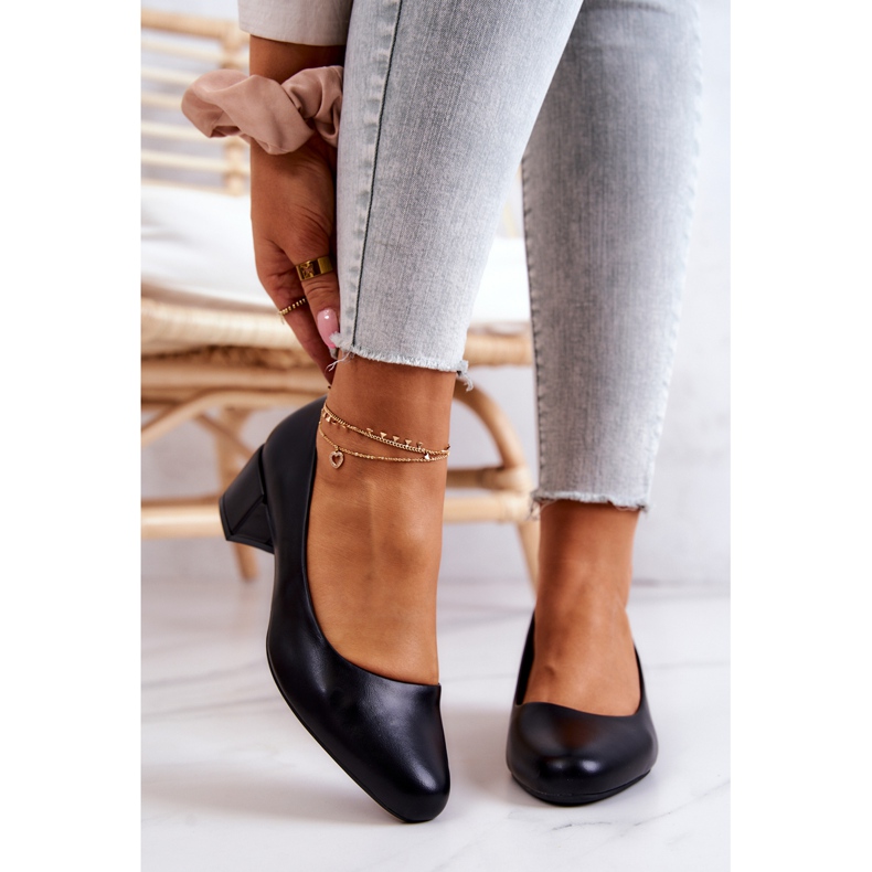 Kožené lodičky na sloupu Sergio Leone PB291 Black černá 2