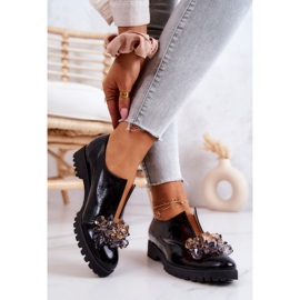 PA2 Elegantní Kožené Boty S Black Cindy Dekorací černý 2