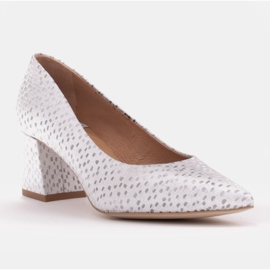 Marco Shoes Elegantní lodičky z kamzíkové kůže stříbro 1