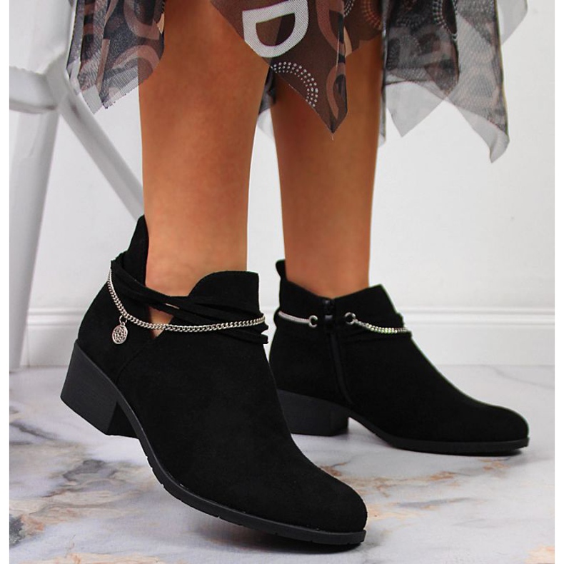 Černé kozačky s řetízkem Filippo W PAW318A černé černá 2