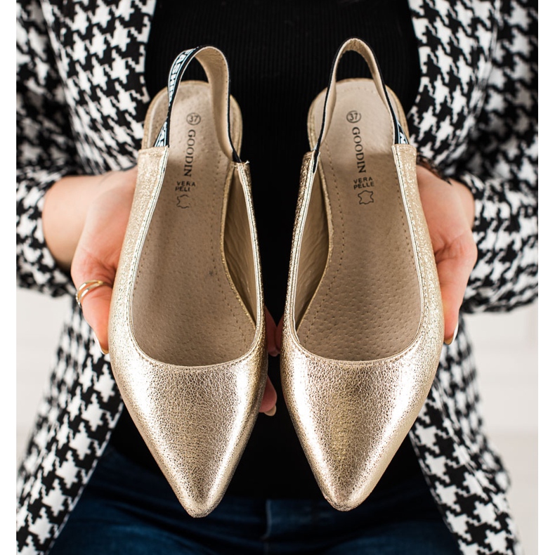 Goodin Lodičky s objevenou patou zlatý 1