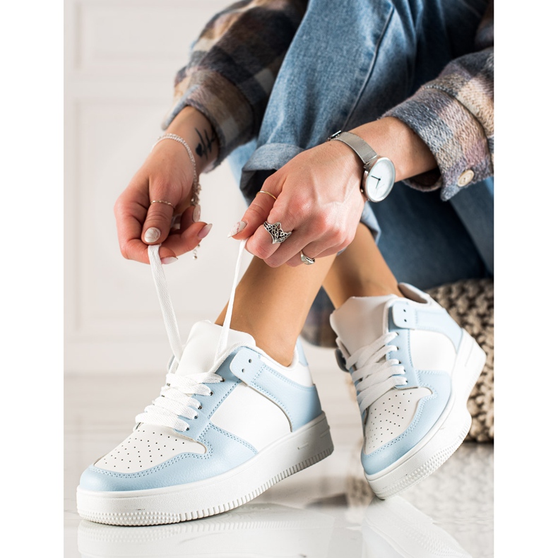 TRENDI Sportovní obuv z eko kůže bílý modrý 1