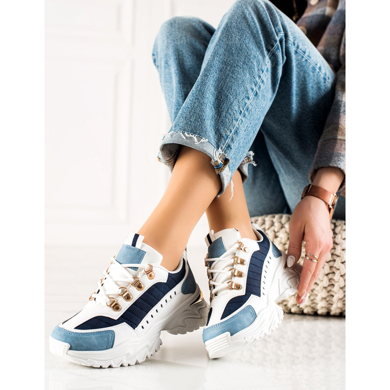 TRENDI Stylové barevné tenisky bílý modrý 1