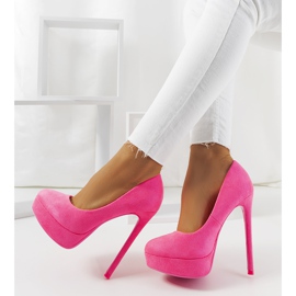 Růžové neonové lodičky na jehlovém podpatku Lorine růžový 1