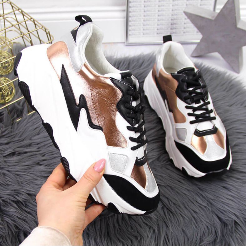 Tenisky na platformě Potocki W WOL53 bílé a zlaté bílý zlatý 1