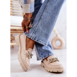 FB1 Kožené mokasíny Řetízek Béžová Amicable béžový 2