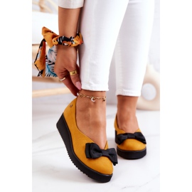 Semišové balerínky na platformě Maciejka 05062-07 Žlutá černá 1