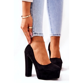 WS1 Semišové lodičky na černé platformě Bemiso černá 1