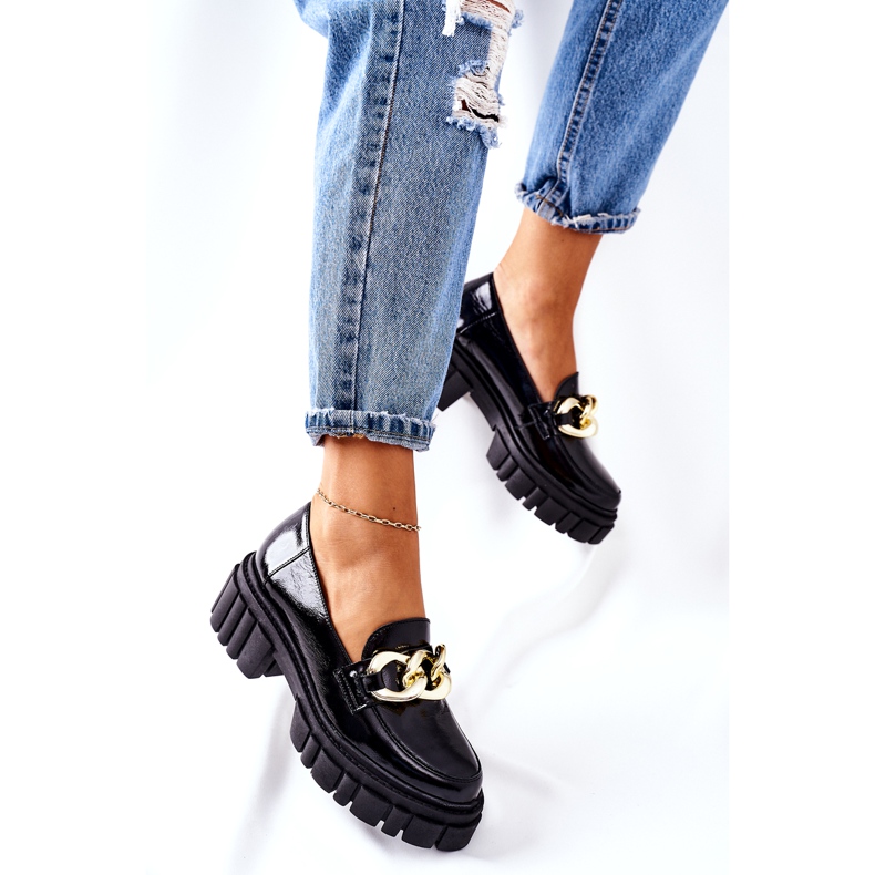 Dámské mokasíny Kožené mokasíny černé Laura Messi 2339 černá 2