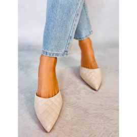 Prošívané pantofle na podpatku Gloria Beige béžový 1