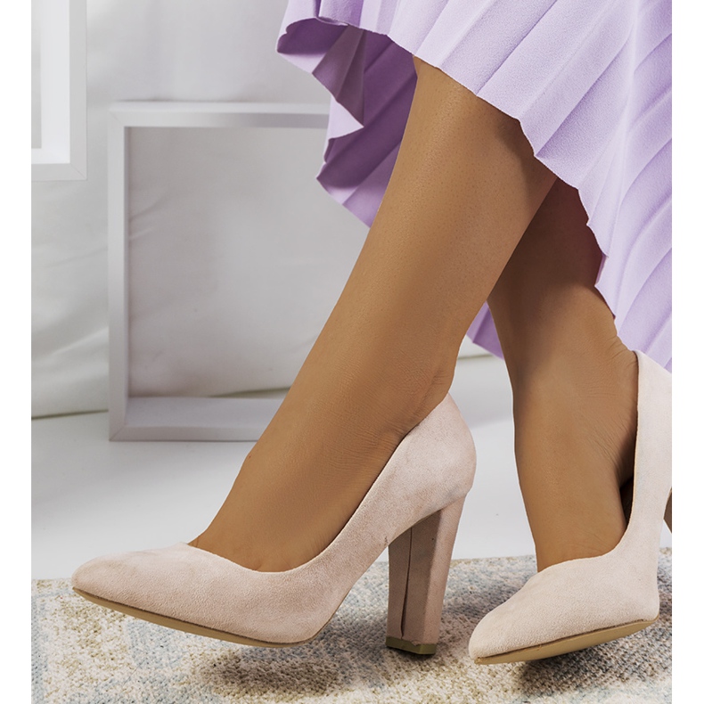 Béžové lodičky na sloupku Ortiz šedá 1 Béžové lodičky na sloupku Ortiz šedá 1