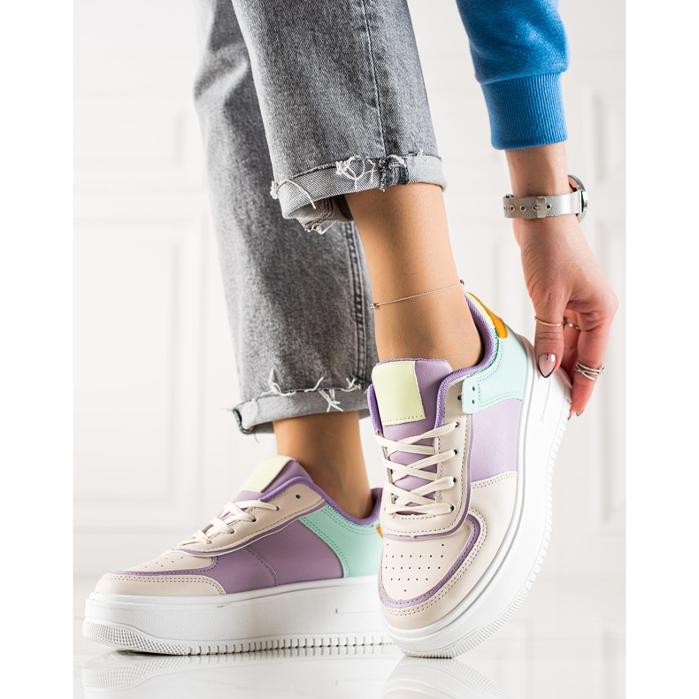 TRENDI Módní Tenisky Na široké Platformě béžový vícebarevný 1