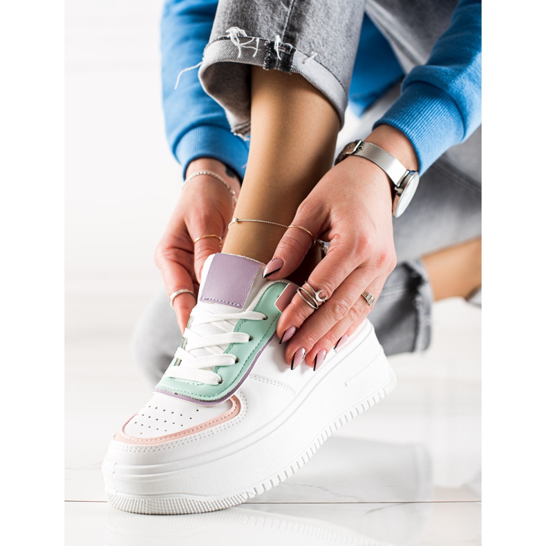 TRENDI Módní Tenisky Na široké Platformě bílý vícebarevný 2