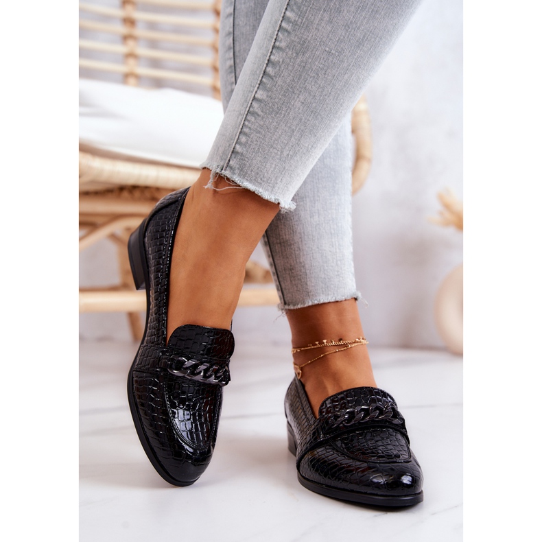 Vinceza Lakované boty s hadím vzorem Black Yasmin černá 2